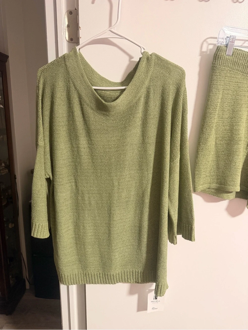 Amazon Olive Green Knit Top and Drawstring Short Set